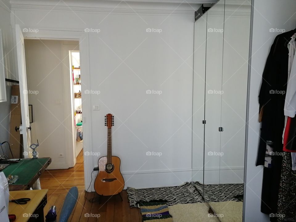 room with guitar