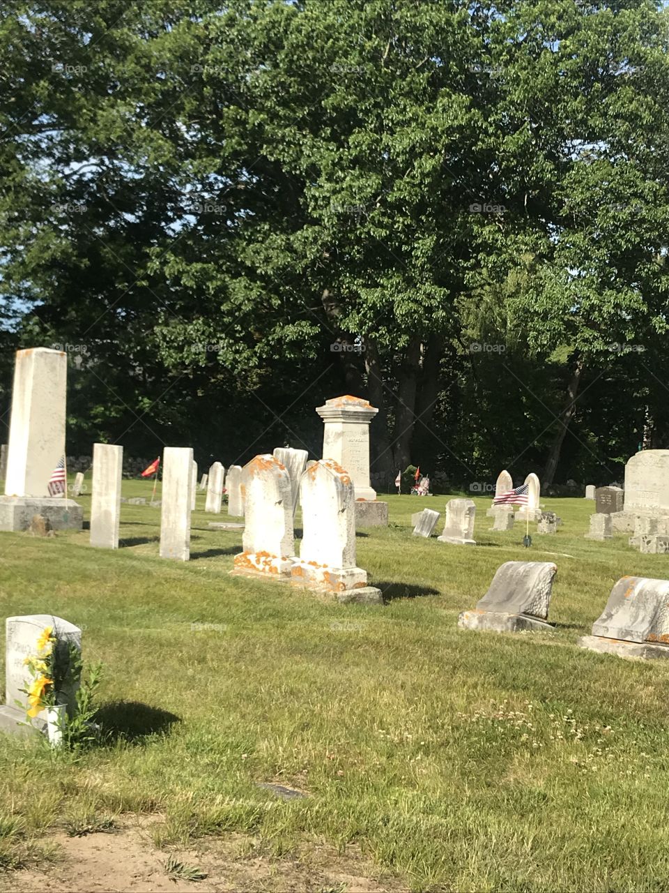 Graves in old Maine cemetery 