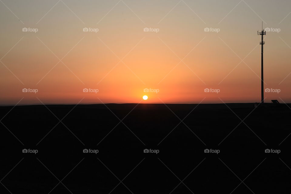 Beautiful sunset in wide view 