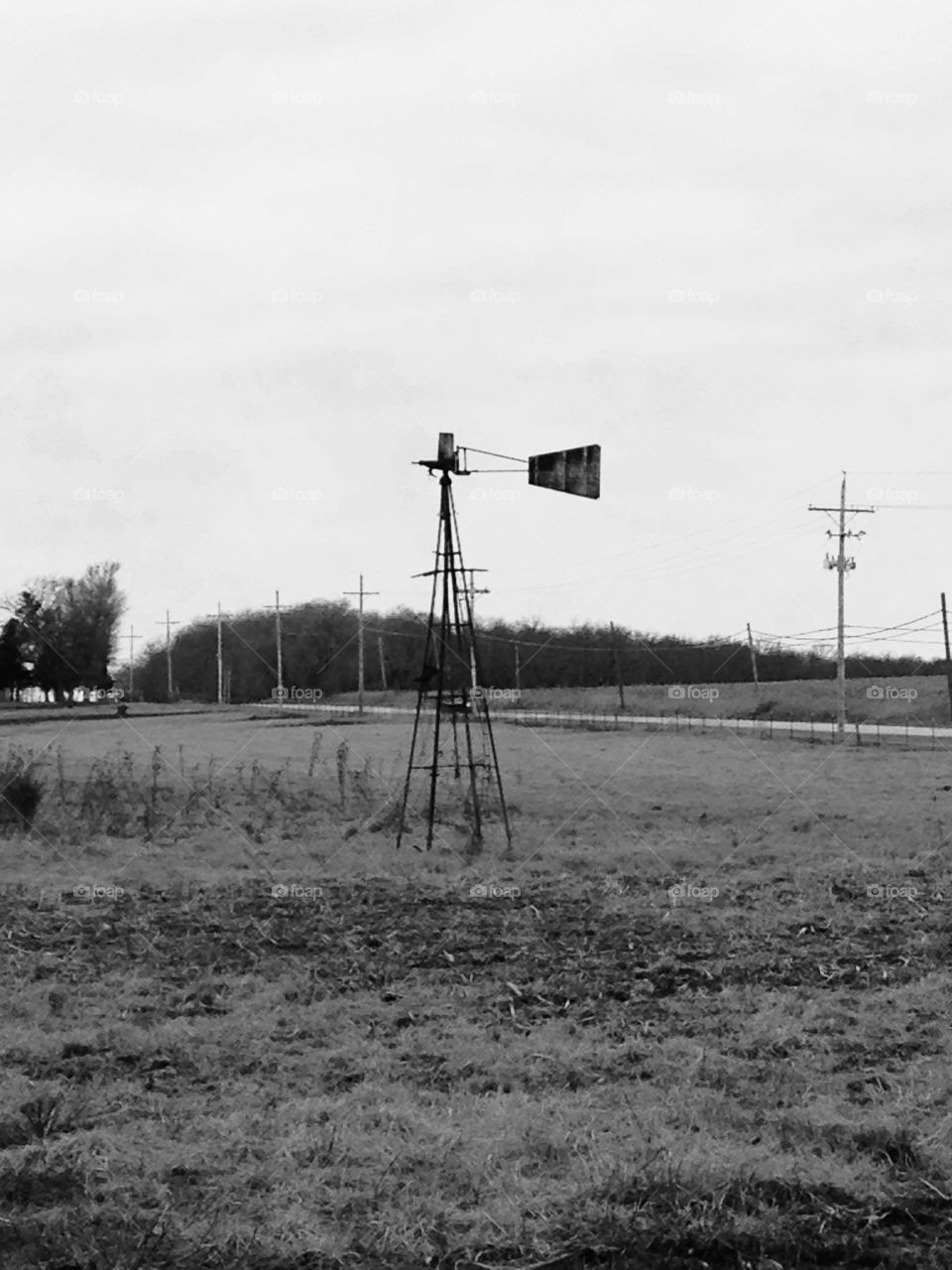 Skeleton of The Plains. Old windmill Lenexa, Kansas 