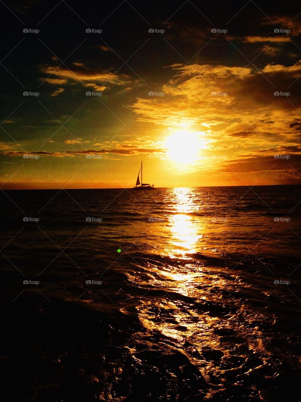 sailing at sunset