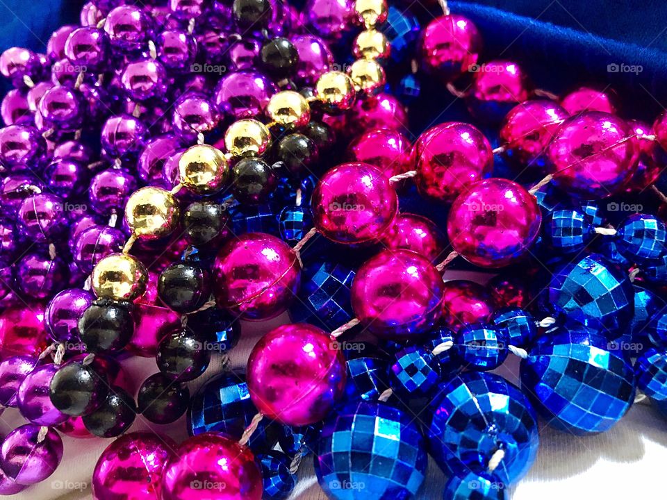 Multicolored beads purple gold pink blue black 