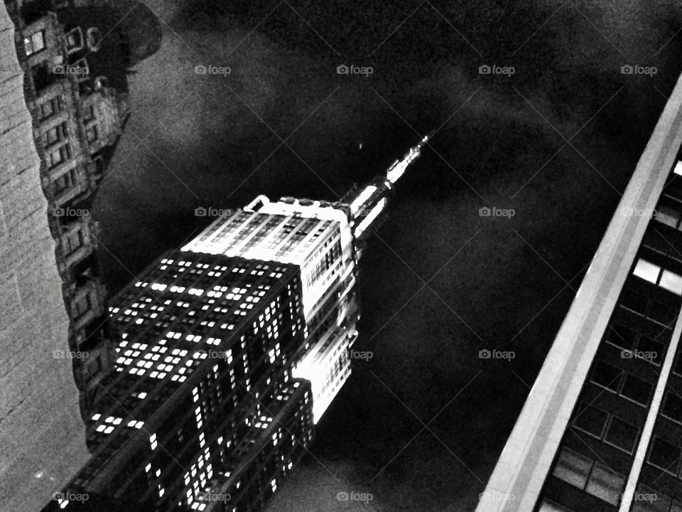 Moody empire state building in black & white