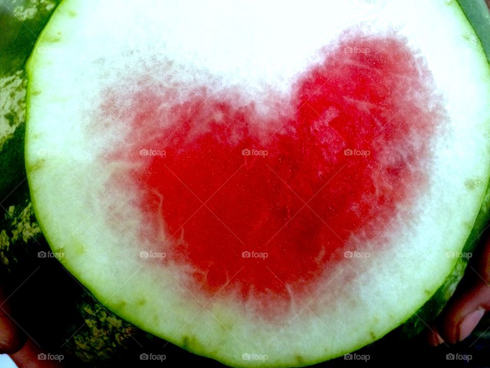 Heart shape watermelon cut