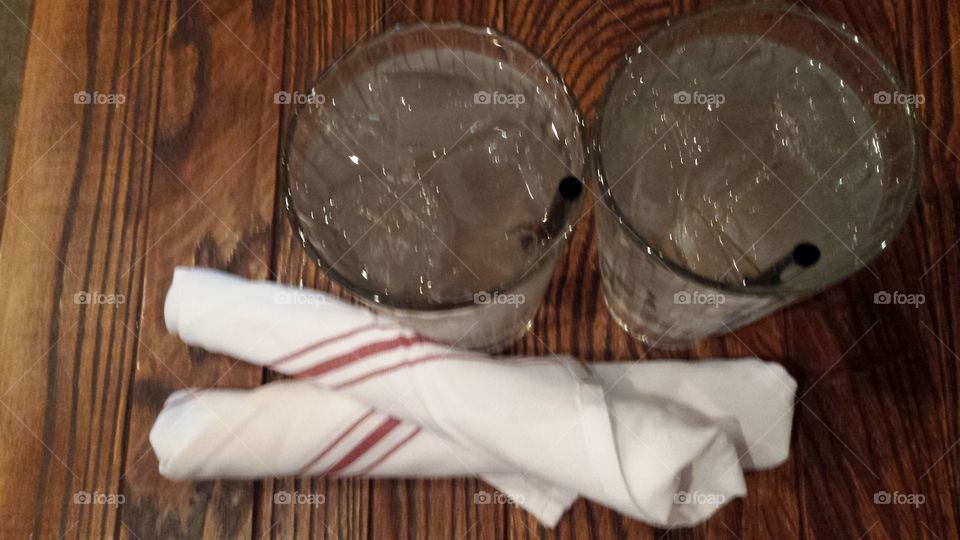 ice water cups and silverware
