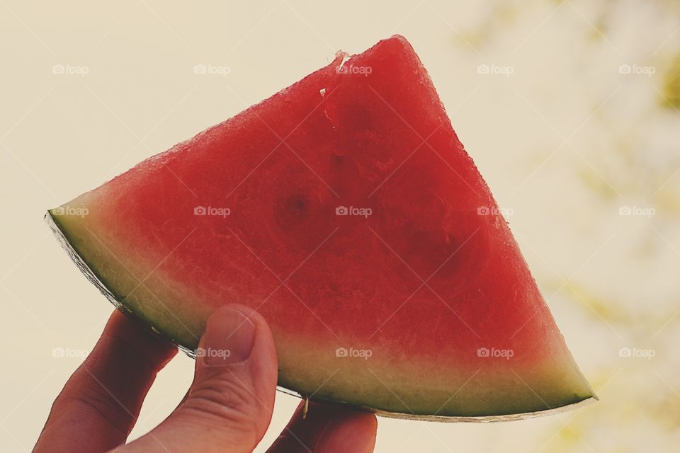 Woman Holding Slice Of Watermelon, Slice Of Watermelon, Watermelon Portrait, Watermelon In The Sunshine, Watermelon Love, Summertime Fruits