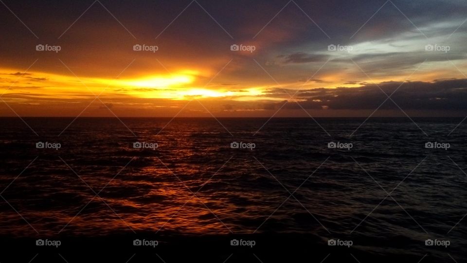 Sunset in Sri Lanka coastal line