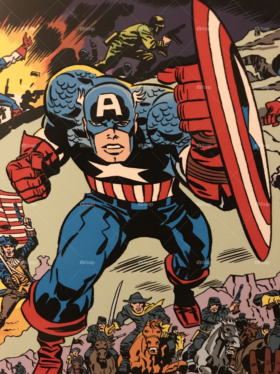 Captain America. One of Marvel Comics’ popular action characters looks adventurously vivid.