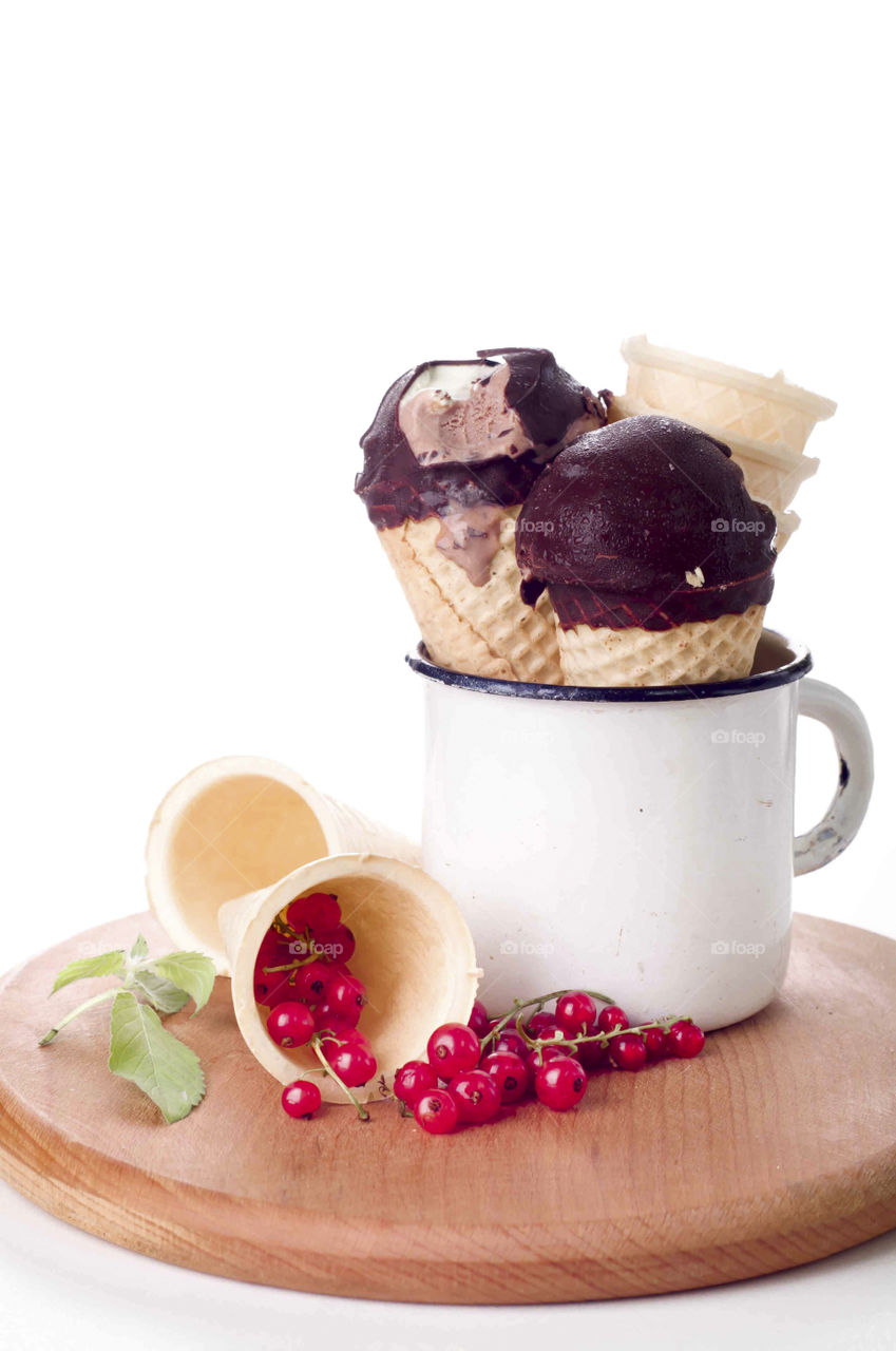 Delicious summer ice cream cone in cup