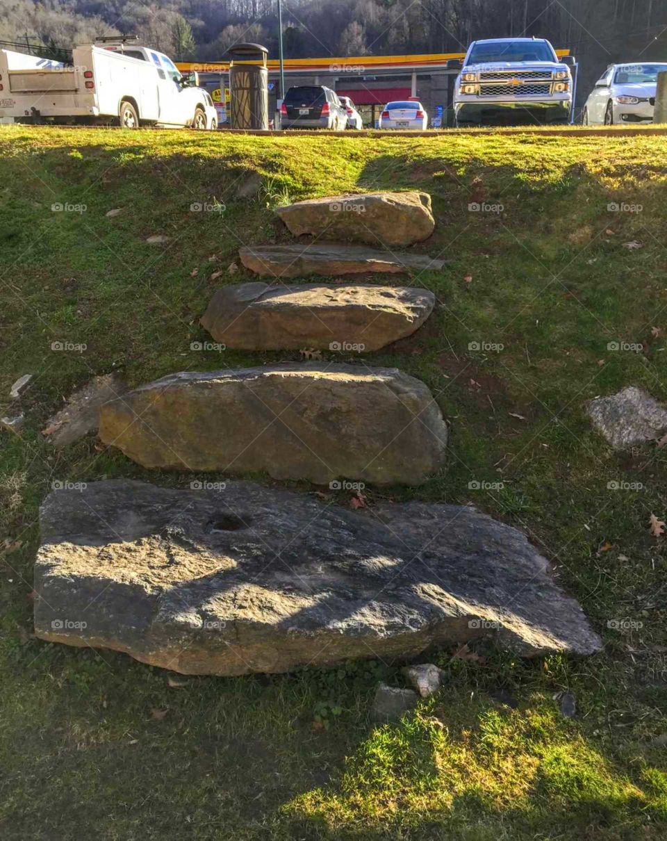 Boulder steps at Harrah's Cherokee, NC.