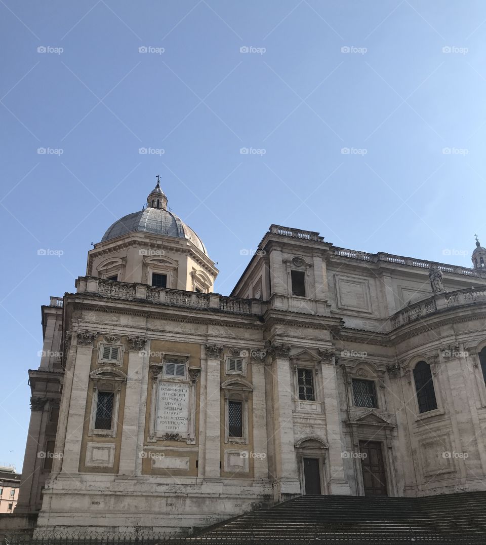 Basilica of Santa Maria Maggiore in Rome, Italy on a beautiful bright day.