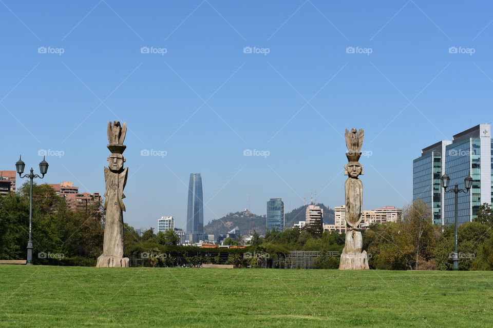 Twin sculptures in a park