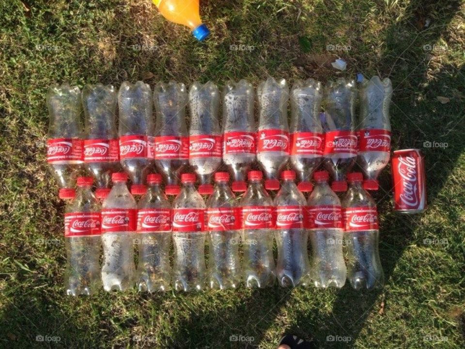 Empty coke bottles