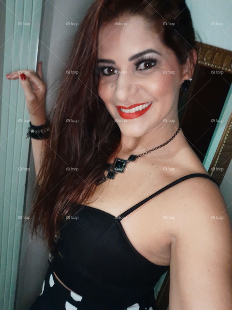 beautiful woman with red lipstick