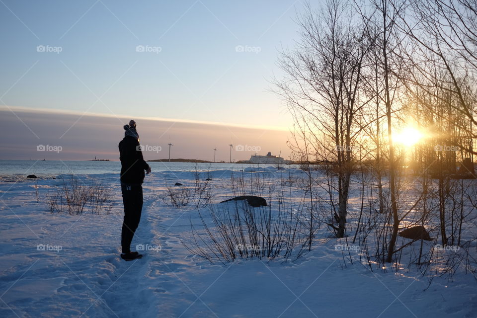 Winter, Snow, Dawn, Sunset, Cold