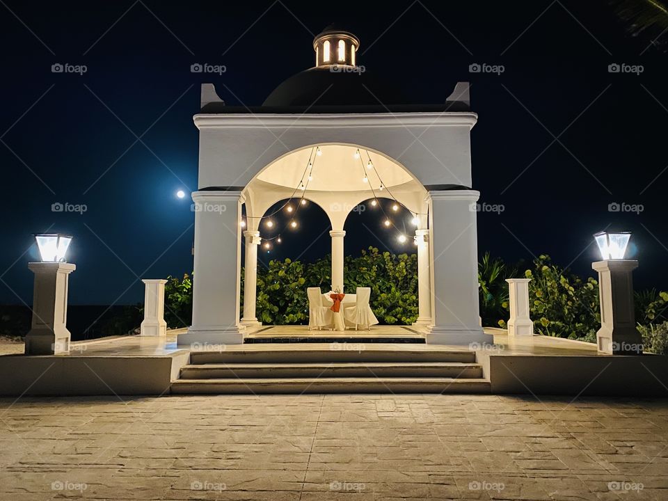 Candlelight dinner setup