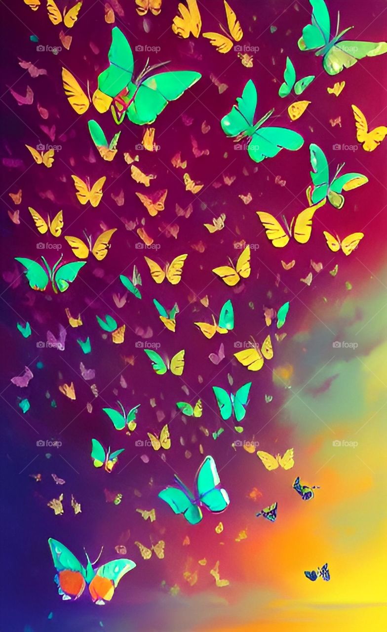 Butterflies in the sky Art