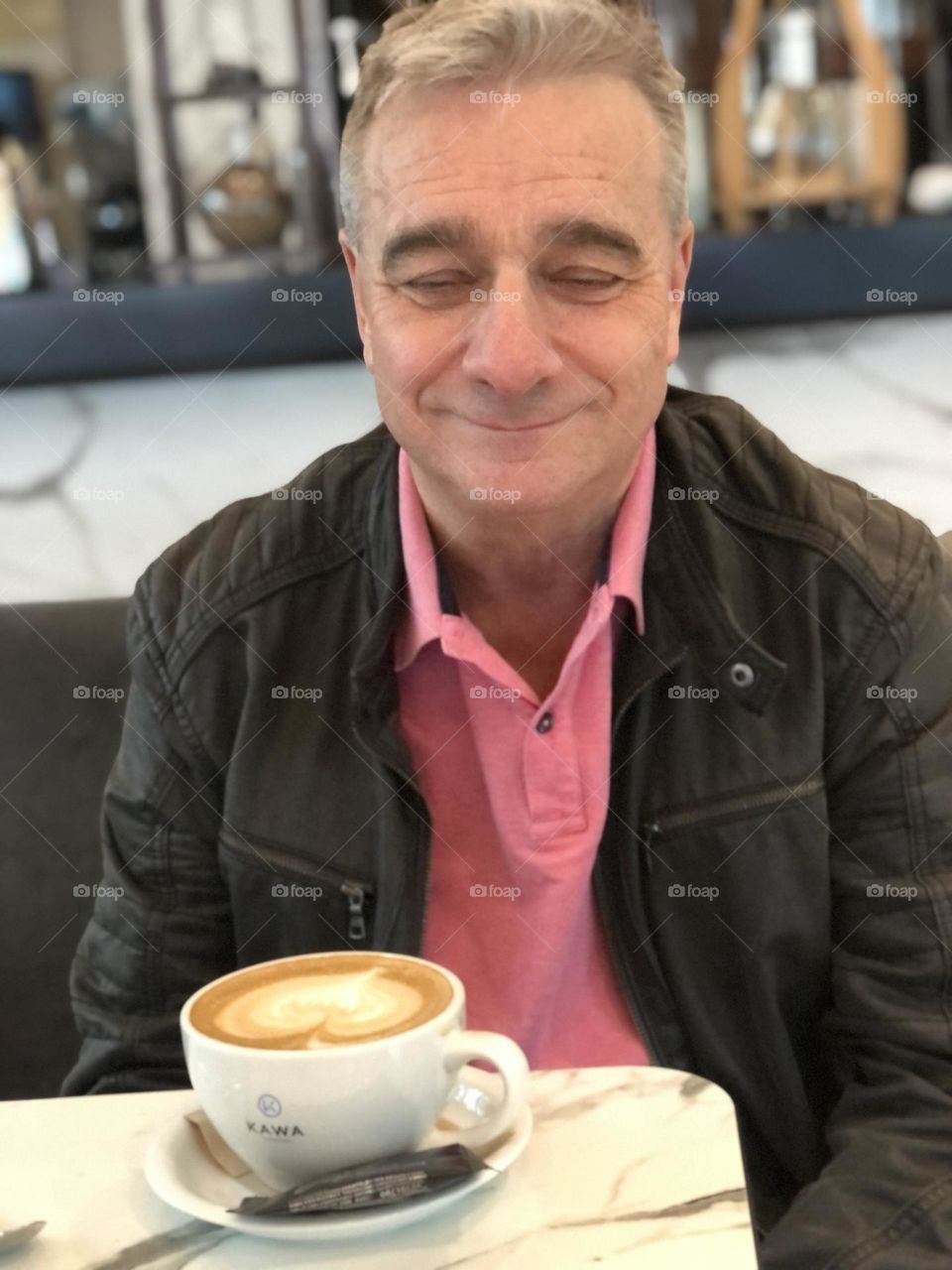 Energetic, portrait, male, smiling, happy, coffee