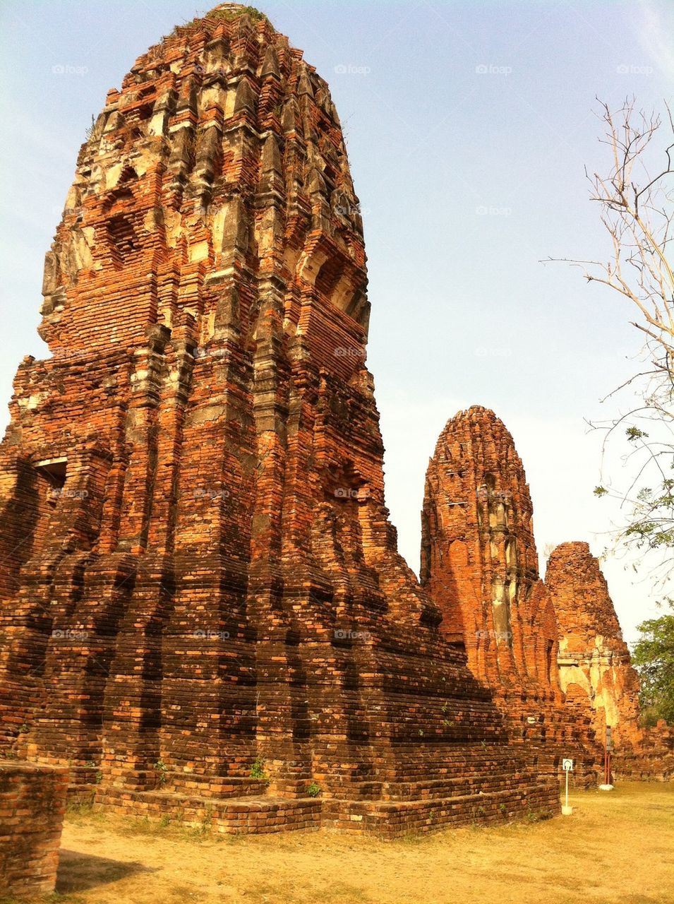 Ancient pagodas in Ayutthaya Thailand
