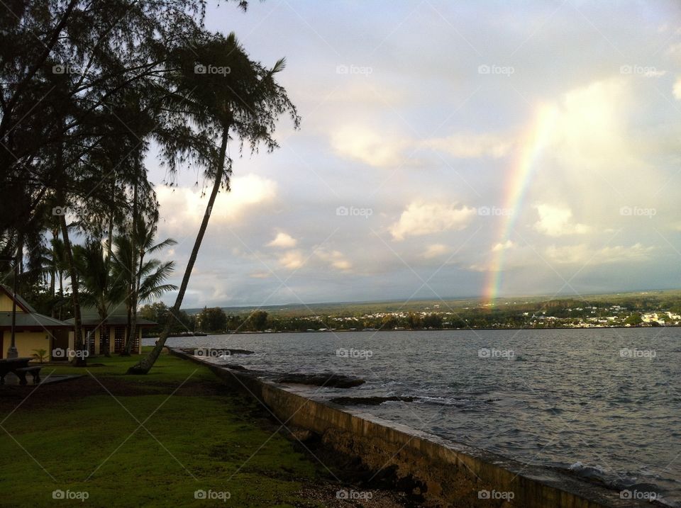 Hilo Bay Rainbow. One of many rainbows you can see in Hilo, this was one of my favorites. I watched it form, then disappear shortly after this photo.
