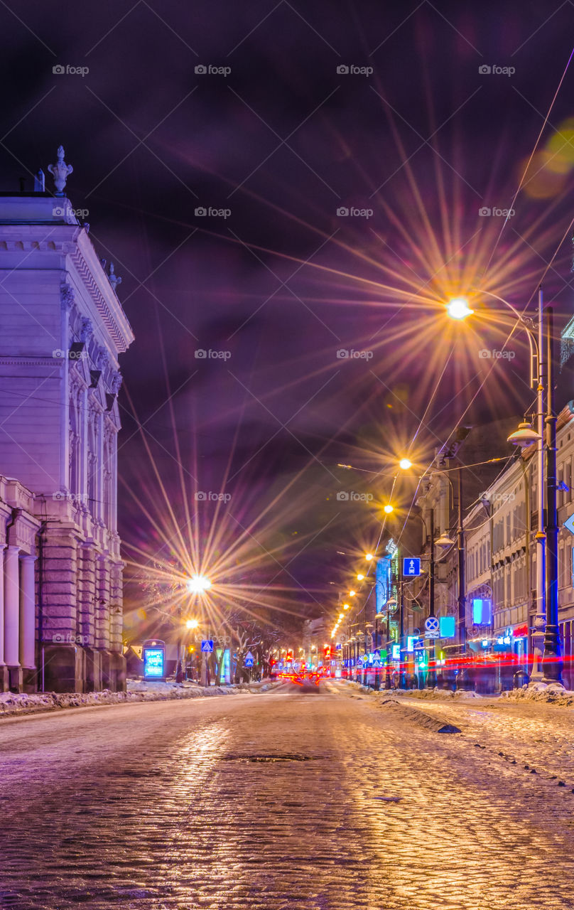 Night Lviv city scene