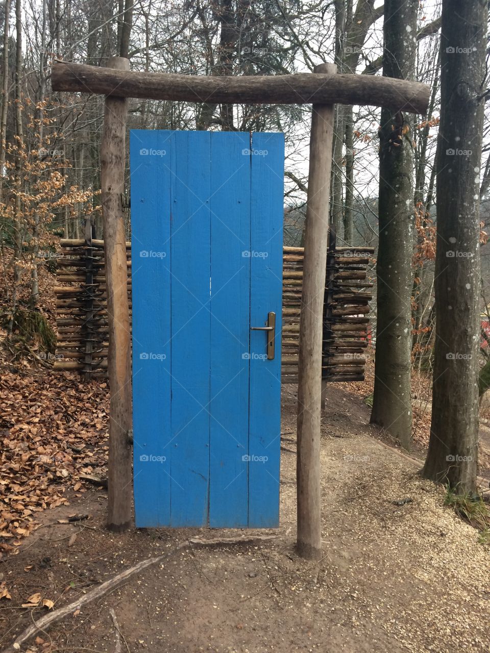 Blue door in the nature.