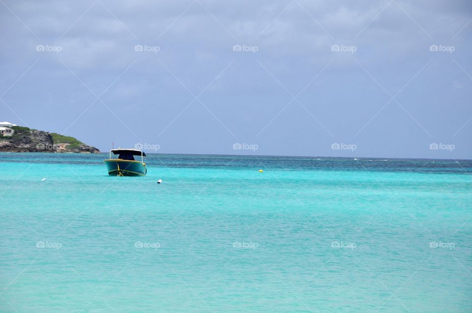 Boat at caribbean sea