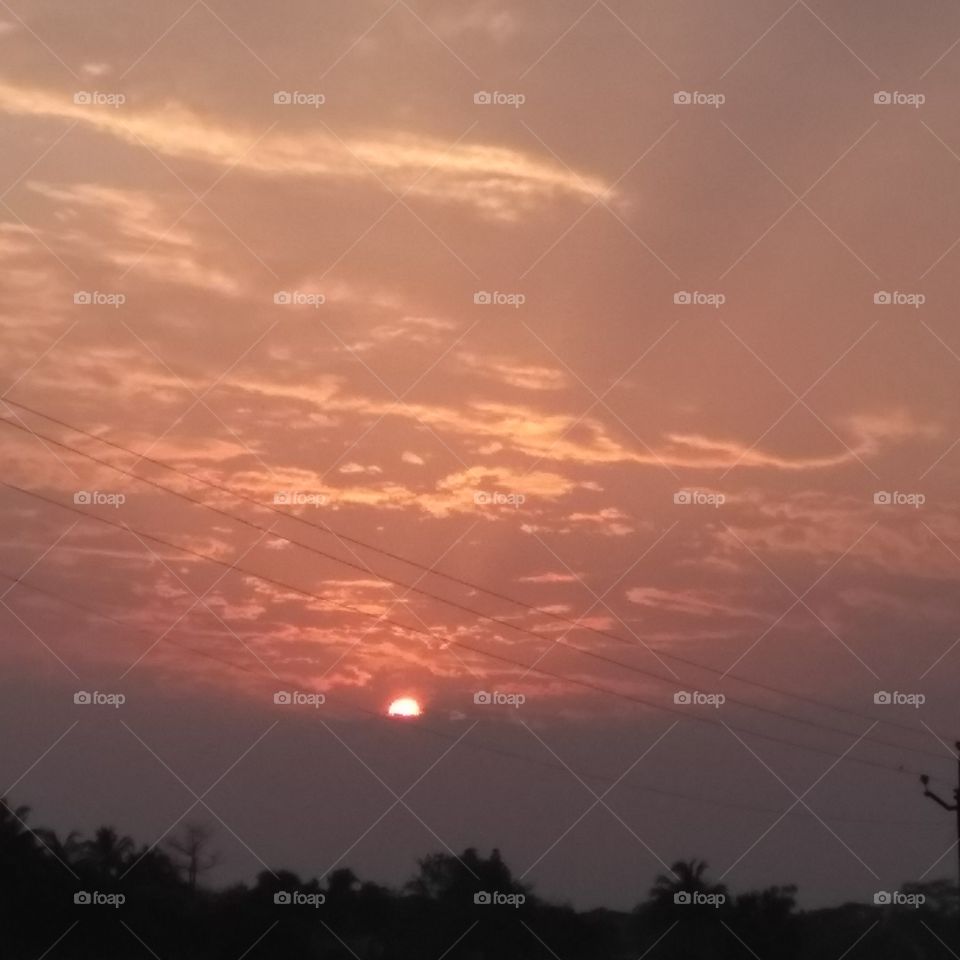 The beautiful Sun setting evening time..