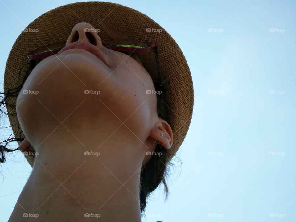 Woman's face from below