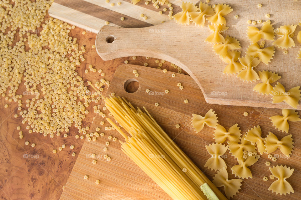 Various types of pasta.