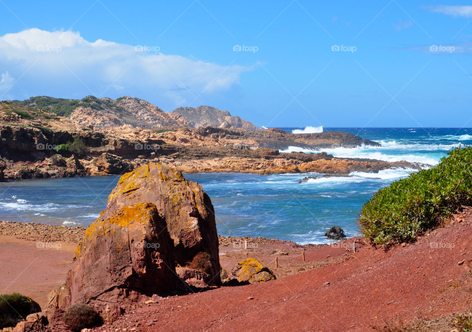 beach with cliffs - menorca Balearic island in Spain