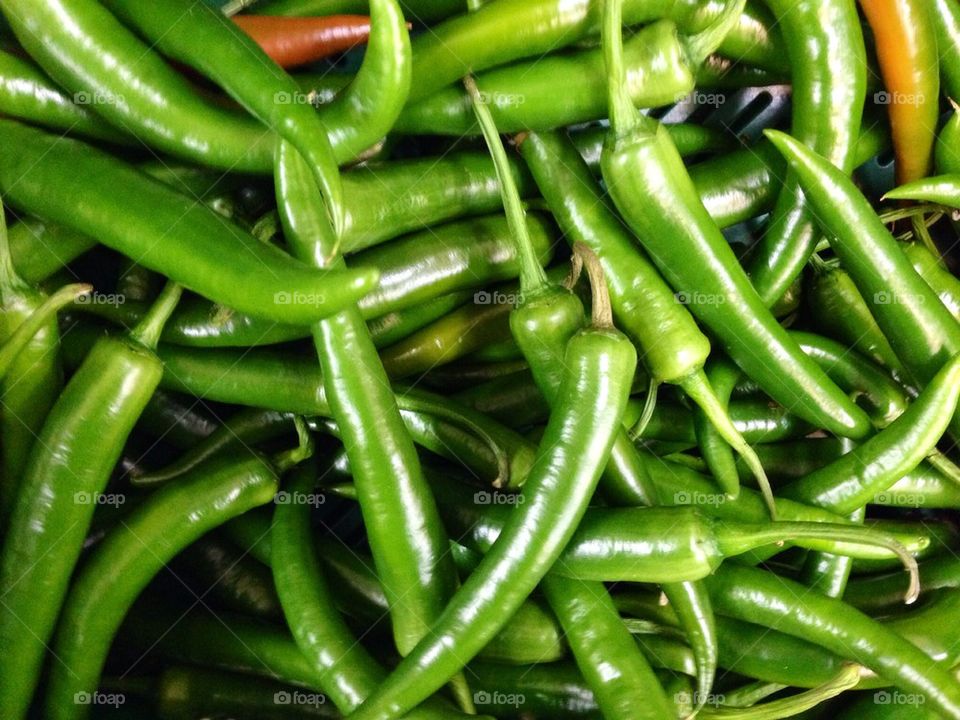 Green hot chilli peppers