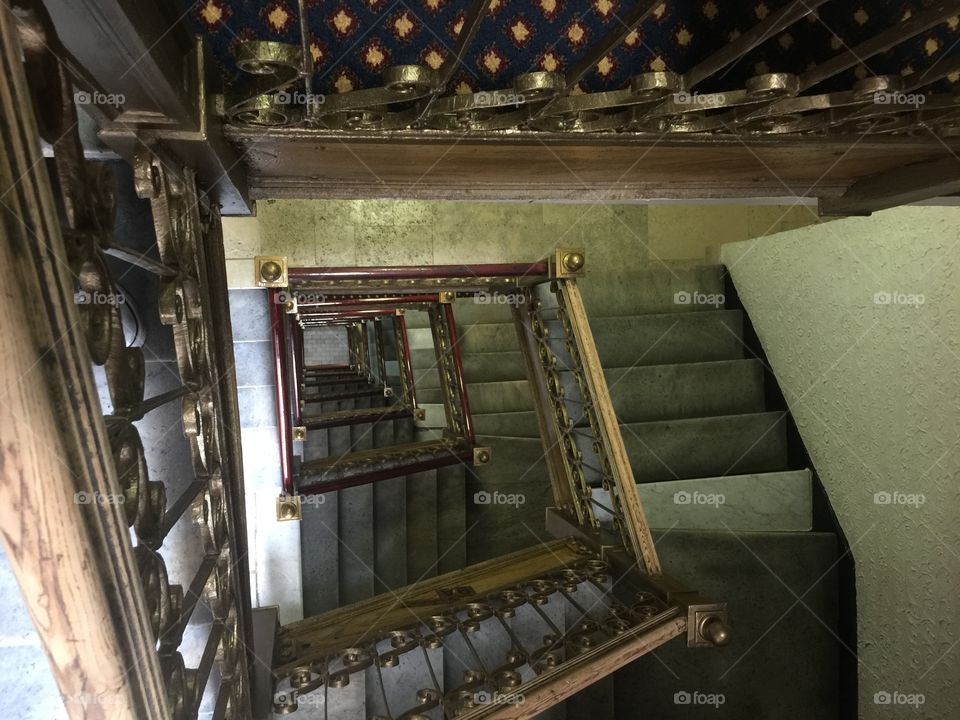 Spiraling stairs in a hotel in New York