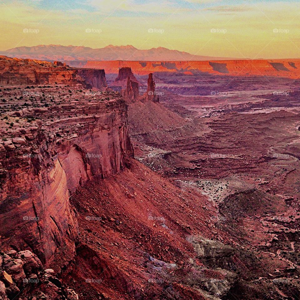 High angle view of canyon desert