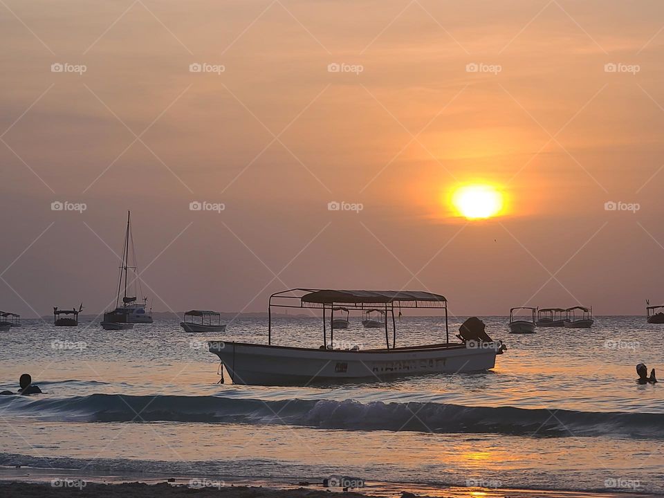 boat at sunset,Zanzibar