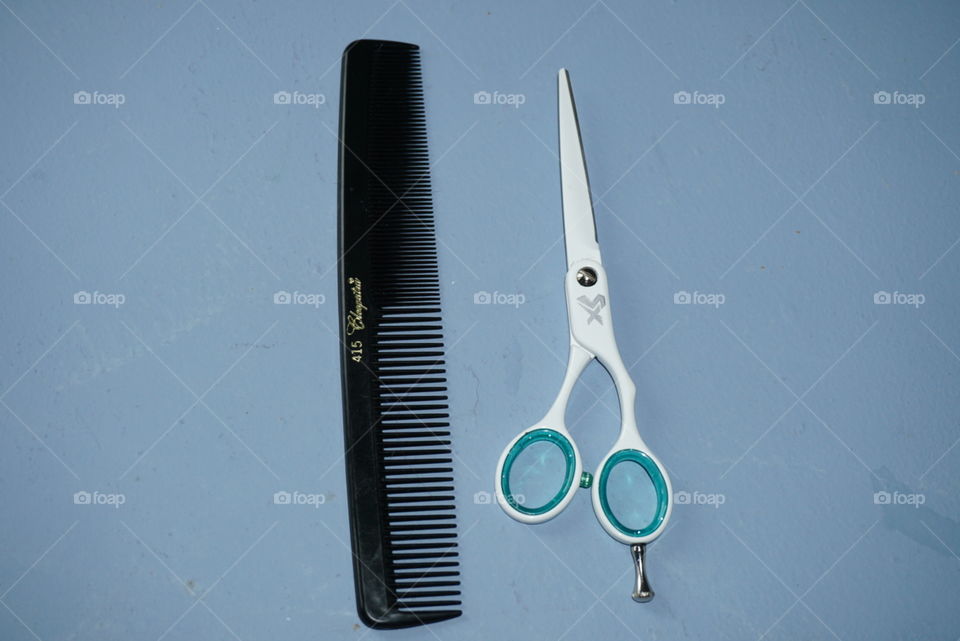 scissors and comb