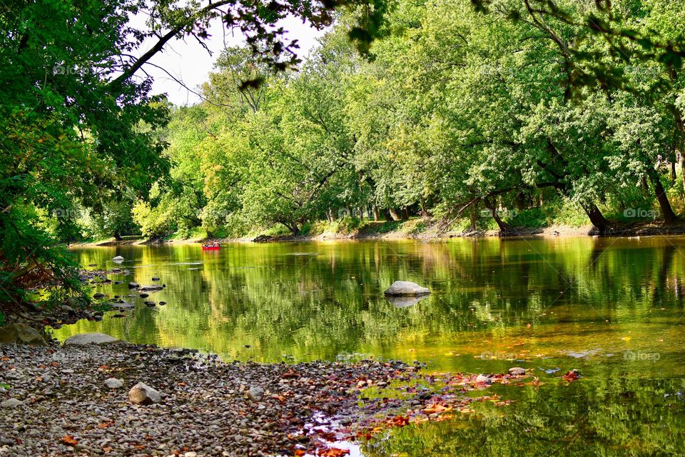Canoeing down the old river. 