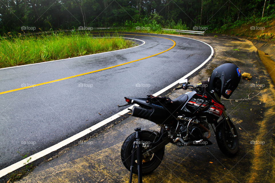 motorcycle and curve road