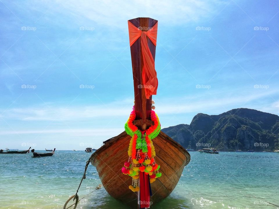 Typical Thai wooden boat