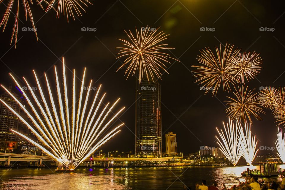 NYE Fireworks, Brisbane, Australia 