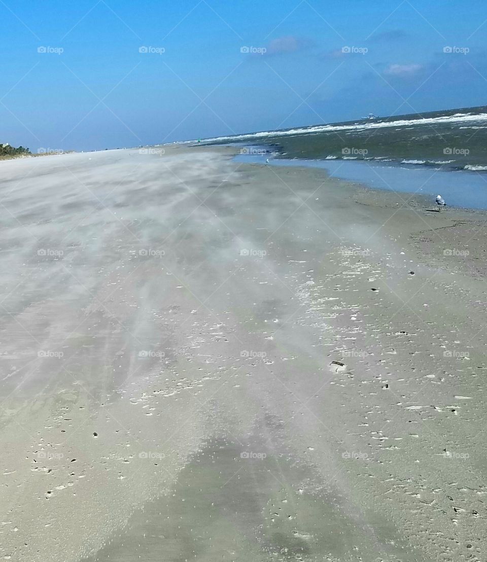 sand blowing on beach