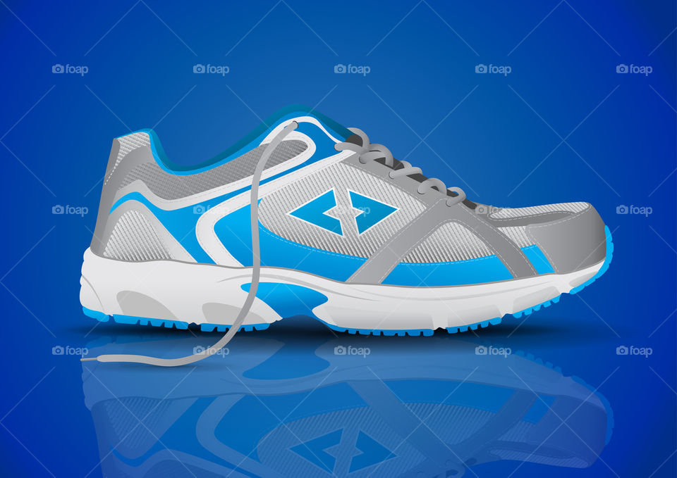 Blue sports shoe on blue background