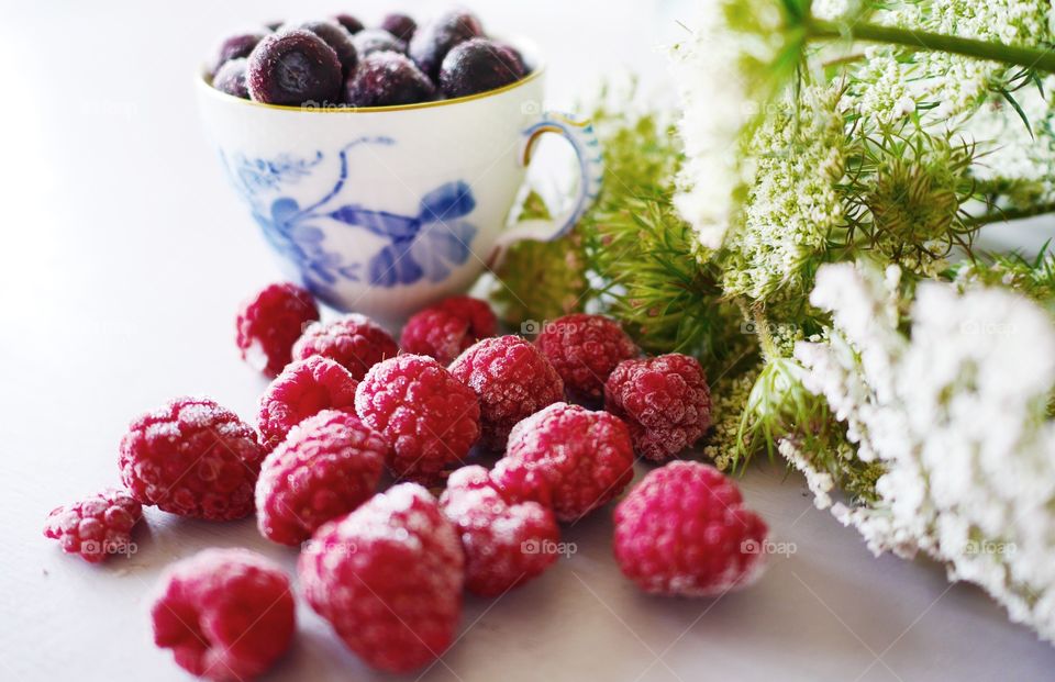 Berries and summer flowers 