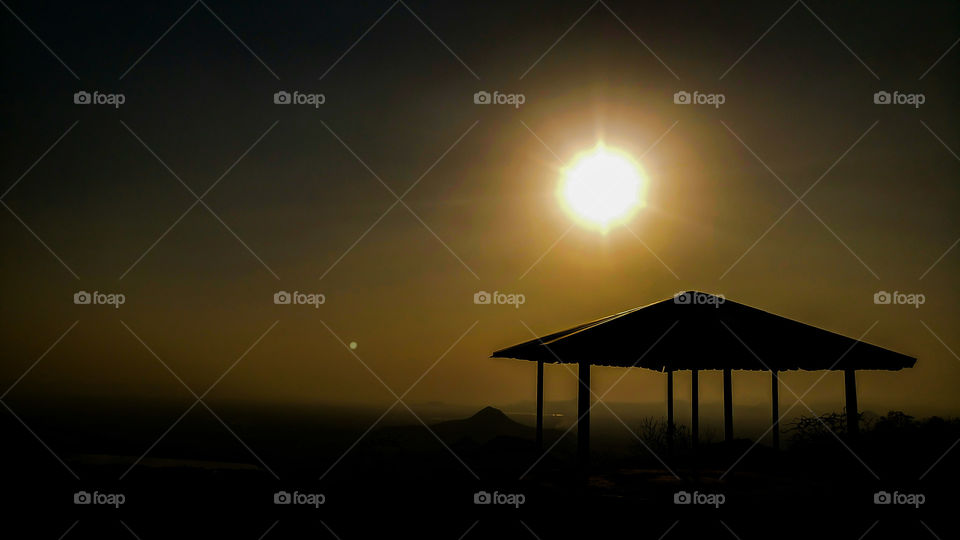 beautyfull sunset behid the hut