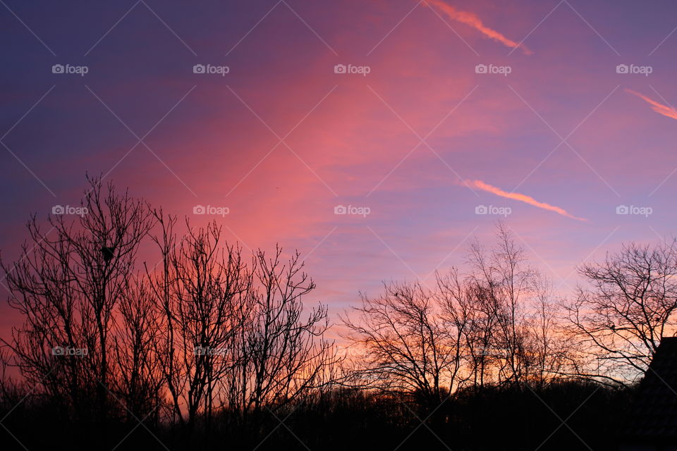 Autumn sunset in Worcestershire 