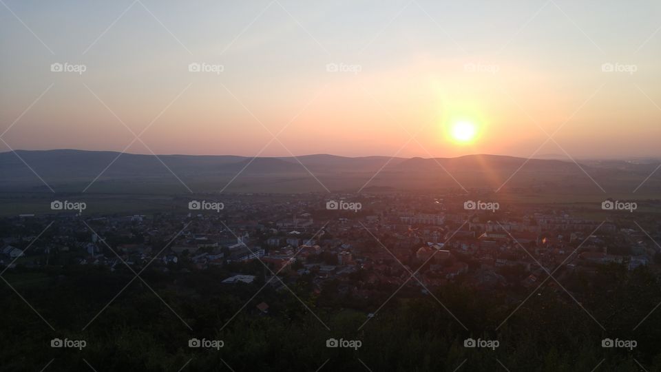 A beautiful mountain sunset in Hungary