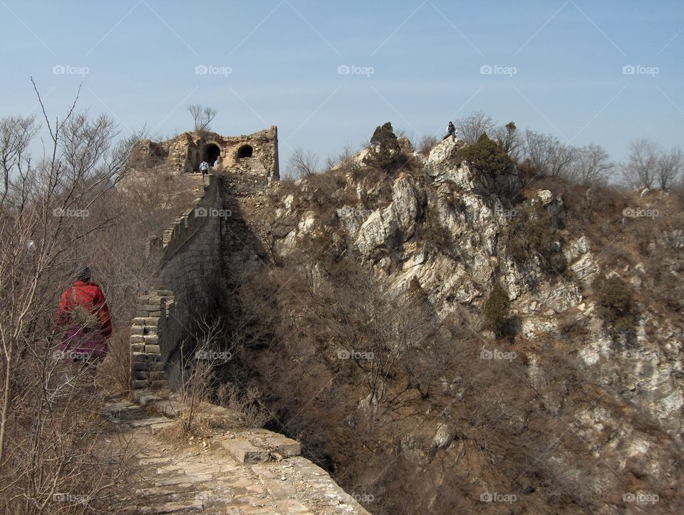 Hiking unrenovated Great Wall near  Beijing China