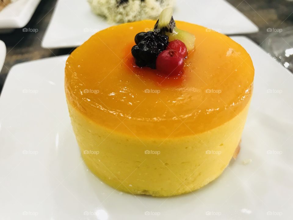 Passion fruit mousse cake