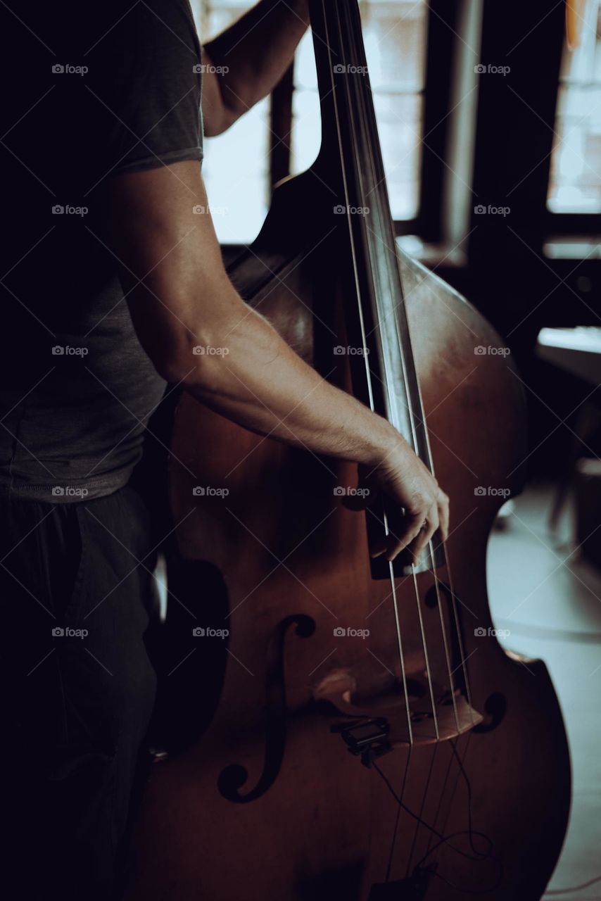 Playing double bass