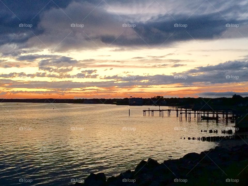 Sunset On Ponquogue. Sunset in Hampton Bays, New York.